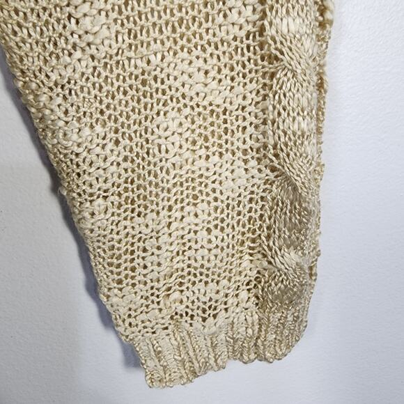 143 Story By Lineup Sweater Womens Large Fringe Tasseled Open Knit Boho Pullover - Picture 6 of 9